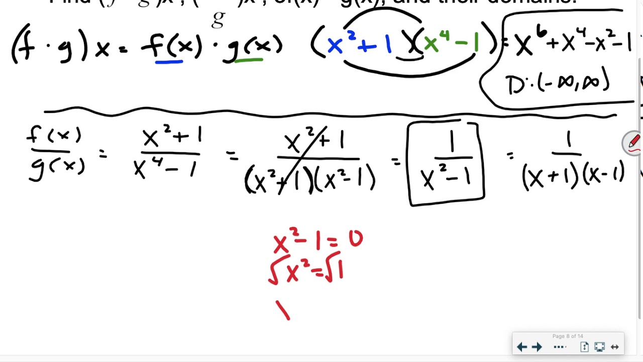 Algebra 2 7.6 Function Operations - YouTube