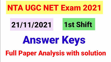 UGC NET 2021 Paper 1 Analysis 21 Nov Shift 1| UGC NET 2021 Answer Key and Expected Cut Off |UGC NET