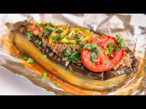 Баклажаны с мясным фаршем видео рецепт