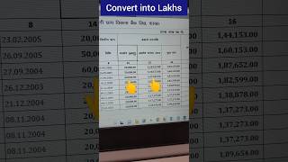 convert into Lakhs in Excel ll Excel Tips Tricks ll Computer tips #excel