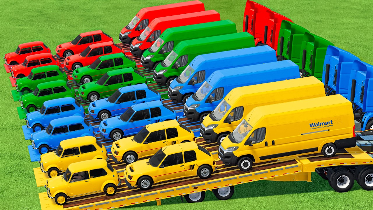 Work With Colors | Mini Cooper Vs Mini Car Vs Mini Van Transport In Fs22| Farming Simulator 22 