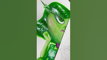 Draw Disgust 💚 Cartoon vs Realistic ✨INSIDE OUT ✨ #inside out2 #insideout #disgust #cartoon #art