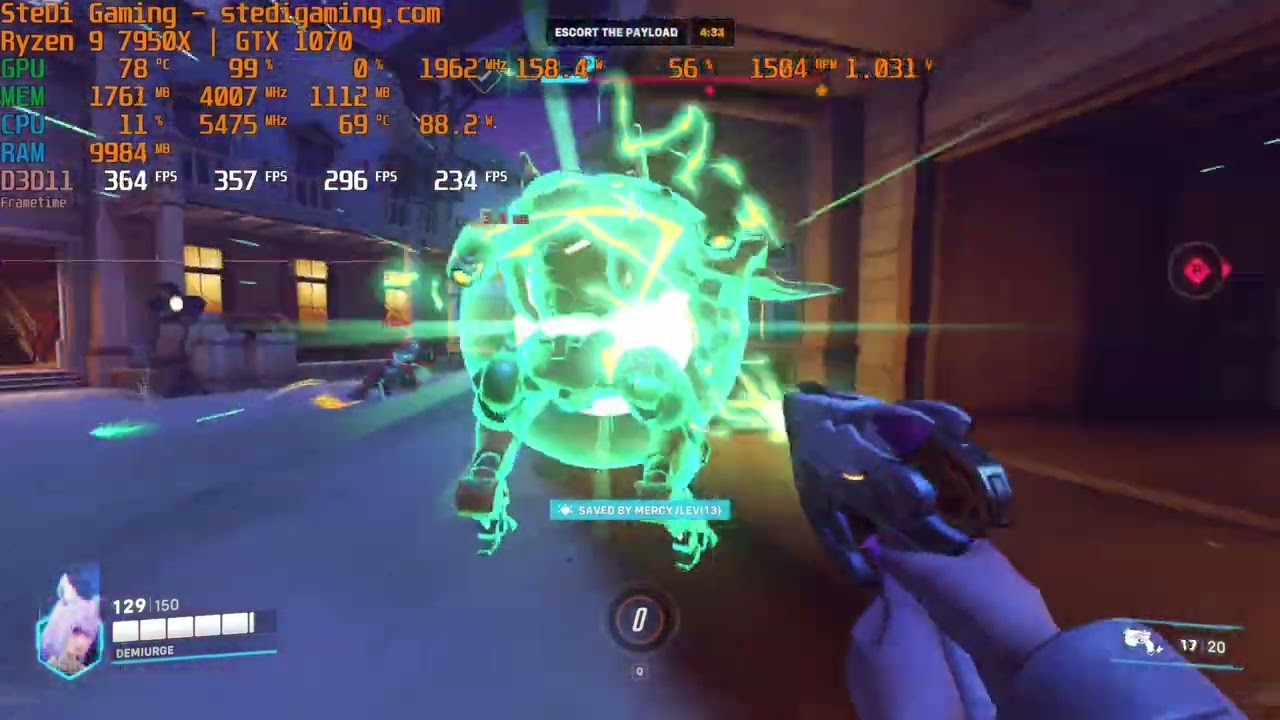 GeForce GTX 1070 in 2023 - Overwatch 2 on Low with Ryzen 9 7950X