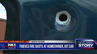 Thieves fire shots at homeowner, hit car