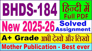 BHDS 184 solved assignment 2025-26 in Hindi || bhds 184 solved assignment 2026 || ignou bhds184