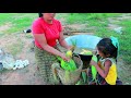Primitive Life Village - Mother catches Goose eggs - Cute baby monkey Eating delicious Boild corn