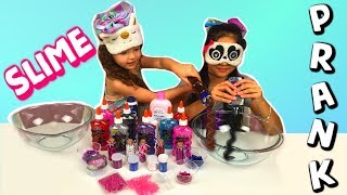 Blindfolded Slime PRANK Challenge!!! **cheating** Bella gets revenge!