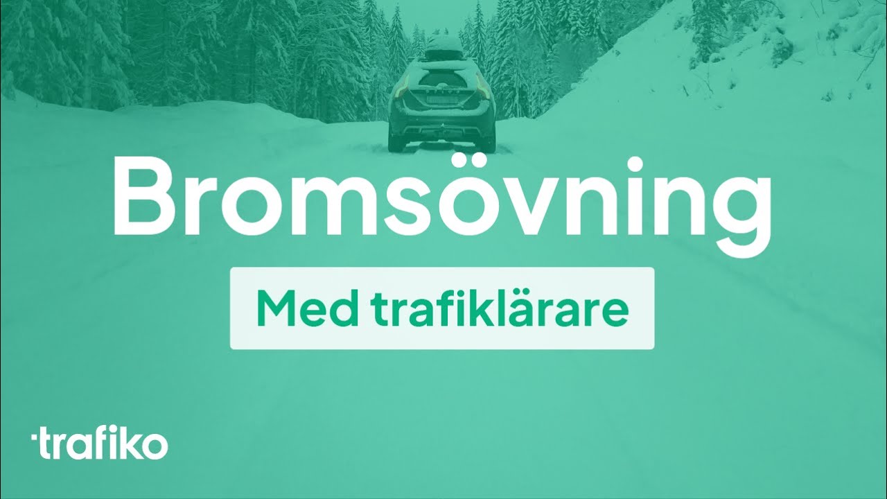 Bromsövning på halt väglag med Trafiklärare (Reaktionssträcka, Bromssträcka, Stoppsträcka)