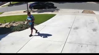 Surveillance video showing Amazon Driver Takes Dip in Customer’s Pool