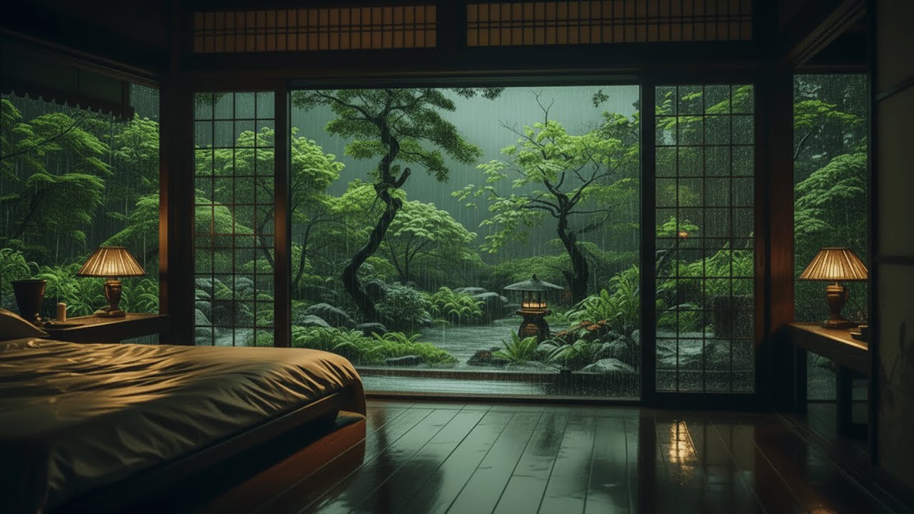 Deep Sleep Piano Music 🌙 Soft Rain Sounds in a Cozy Bedroom | Sleep Fast & Stay Asleep