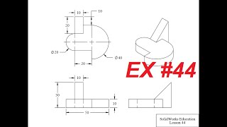 Basics tutorial Solidworks Exercises for Beginners excercise 44