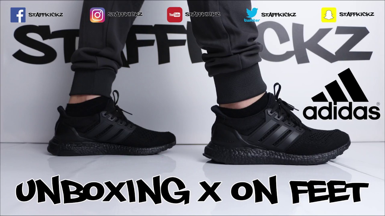 Adidas Ultra Boost 1 0 Triple Black Unboxing On Feet Youtube