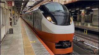【ダイヤ乱れの影響で発着番線変更！】E657系ｶﾂK3編成（フレッシュひたち色リバイバル塗装・橙色）が特急ときわ６９号勝田行きとして警笛鳴らし上野駅16番線を発車するシーン（69M）2025.5.31