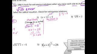Unit F Lesson 7 - Solve Radical Equations Part 1