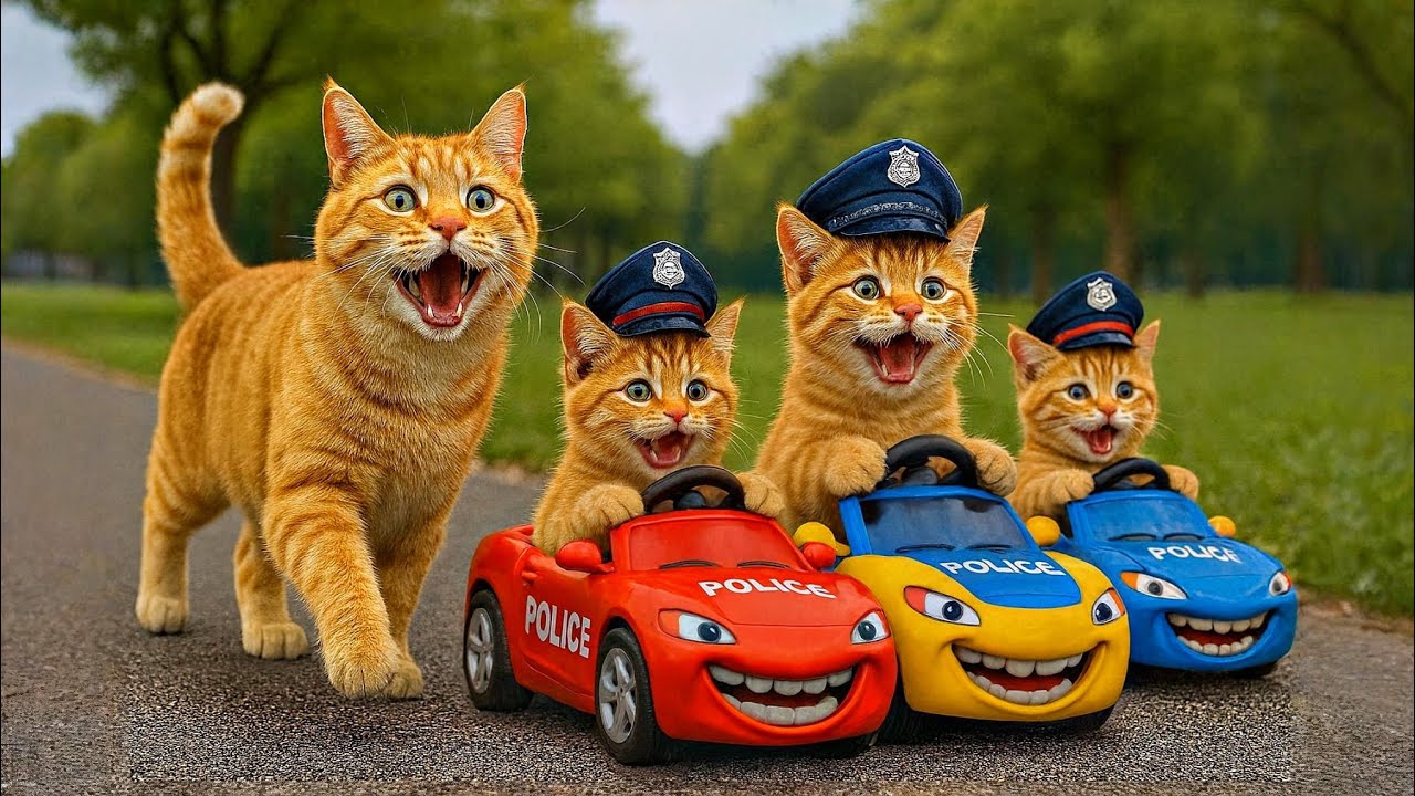 Mama Cat Buys Police McQueen Cars for Kitten Cats 🚓🚗 | Funny Cat Family Adventure