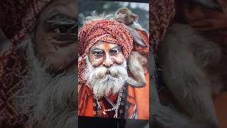 indian monk with monkey sketch #varanasi #art