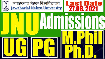 JNU Admissions Notice for Session 2021-22 | JNUEE 2021