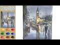 Landscape Watercolor - Rainy night (sketch & coloring, Arches rough) NAMIL ART