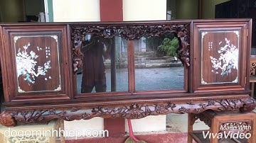 tủ chè - tủ chè gỗ gụ khảm ốc xà cừ đỏ