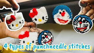PunchNeedle vlog 2 | keychain +Fridge magnet making | using 4types of stitching method