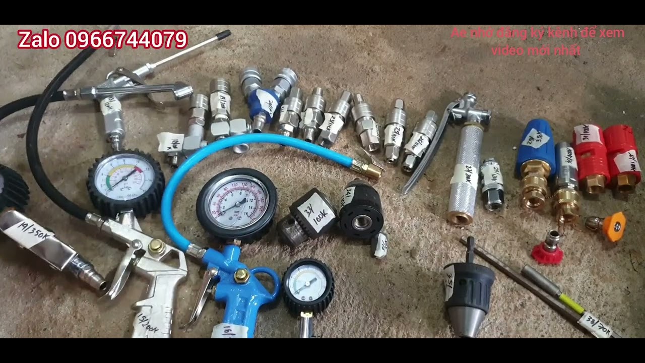 Dây hơi. Bơm lốp. Đầu nối hơi. Đội xe.Đầu khoan. Súng xịt bụi. V..vvv