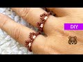 DIY Подробный мастер-класс по плетению колечка из бисера, ушки медвежонка tutorial beaded ring