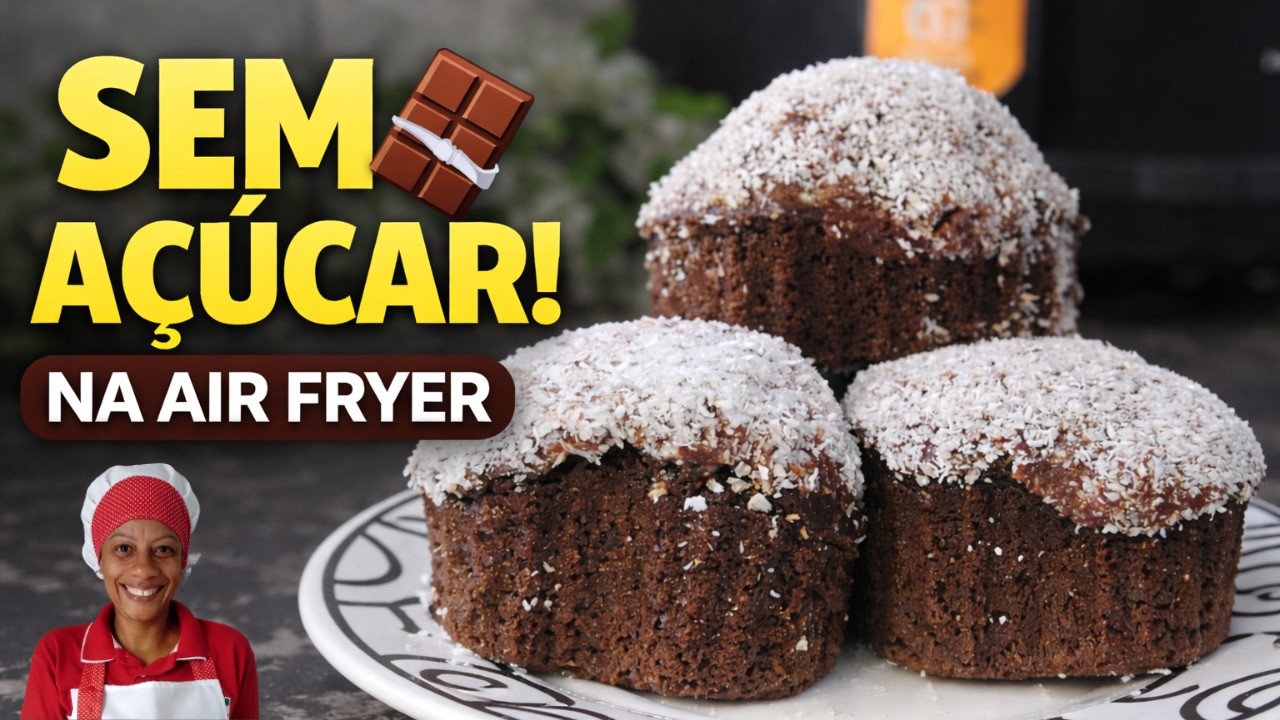Bolo de Chocolate Saudável na Air Fryer 🍫 | Sem Açúcar, Sem Trigo e Sem Lactose (Fofinho!)😋
