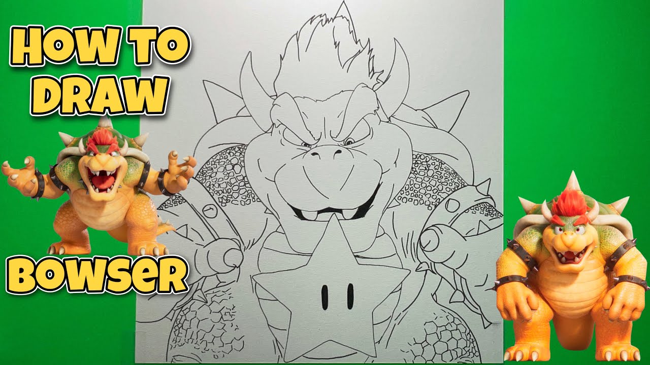 Como DESENHAR o bowser do FILME DO Mario- Como DIBUJAR a BOWSER Super Mario  how to draw BOWSER 