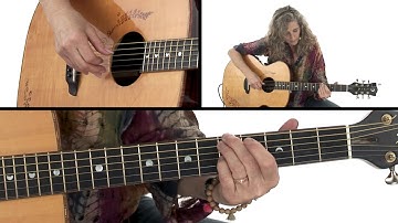 Acoustic Rhythm Guitar Lesson - Add a Travis Picking Pattern Breakdown - Vicki Genfan