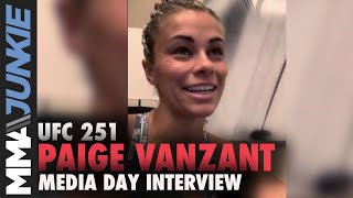 Paige vanzant talks to the media about her women's flyweight bout with
amanda ribas on saturday at ufc 251 in abu dhabi. for more mma news:
https://mmajunkie...