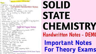 [ SOLID STATE CHEMISTRY ] Handwritten Notes DEMO | BSc.1st Year #physicalchemistry