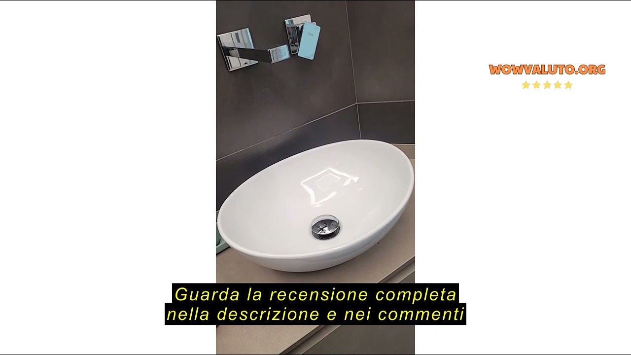 Lavabo Ovale In Ceramica Bianca 45,5x32,5x14 Cm - Per Piano Appoggio Bagno, STARBATH PLUS - Foto 4