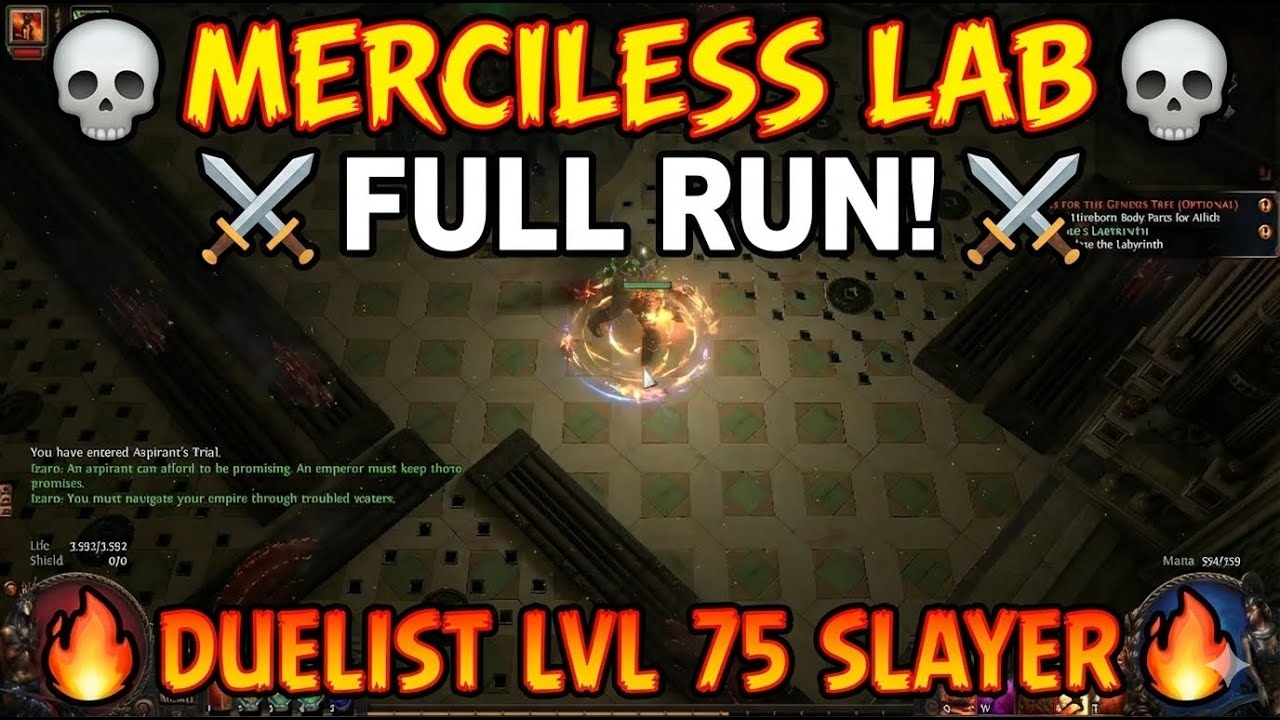 MERCILESS LAB FULL RUN PATH OF EXILE DUELIST LVL 75 SLAYER