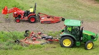 10' Flexwing & 6' Rotary Cutter Mowing Tall Heavy Grass and Brush!