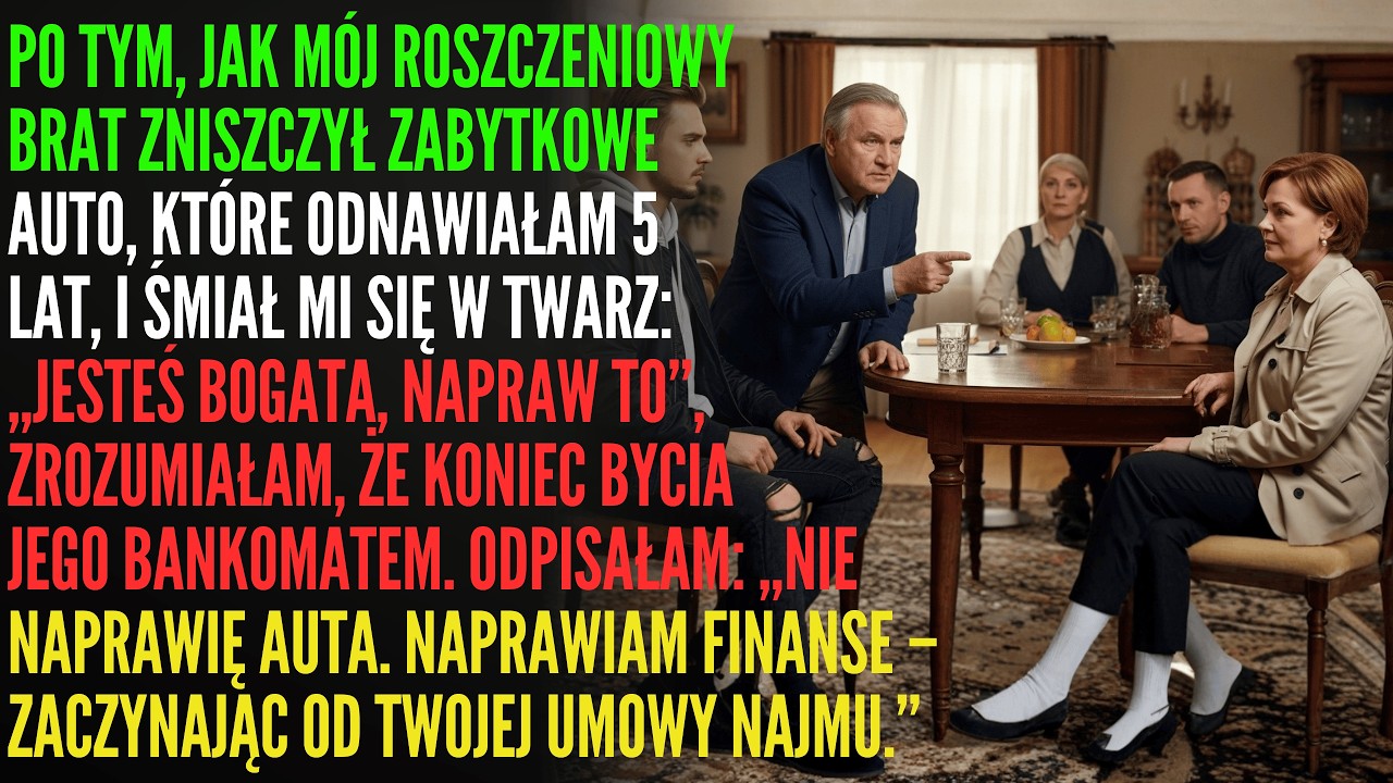 Brat rozwalił mój zabytkowy samochód: „Jesteś bogata, napraw” — zakończyłam jego najem