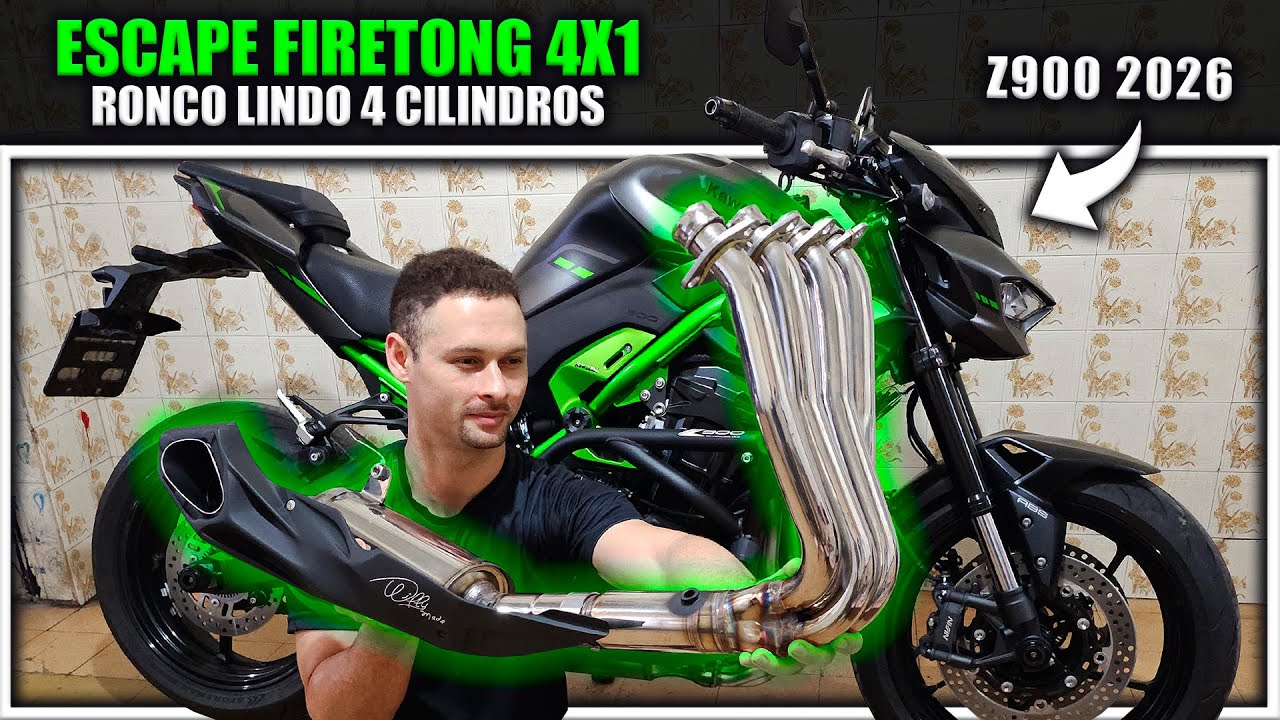 INSTALAÇÃO ESCAPE FIRETONG 4X1 NA Z900 2026 - RONCO LINDO 4 CILINDROS