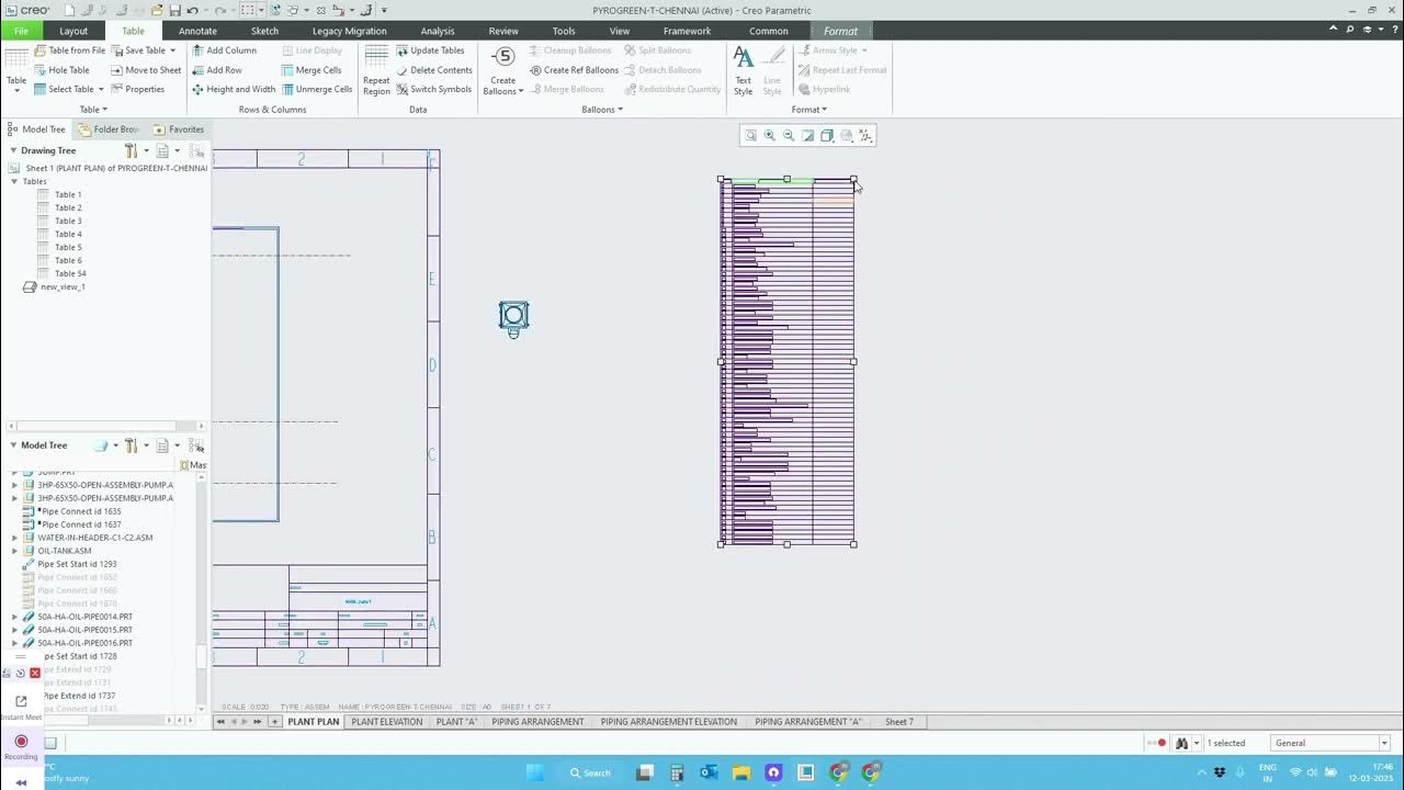 Creo Parametric Create & New Drawing Create automatic framework