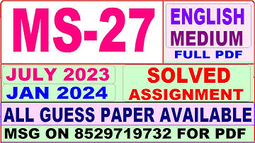 ms 27 solved assignment 2023 / ms 27 solved assignment 2024 / ignou ms 27 solved assignment 2023-24