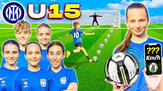 TESTIAMO IL TIRO più FORTE delle RAGAZZE dell&#39; INTER academy FEMMINILE !   meglio dei maschi 😱 ?