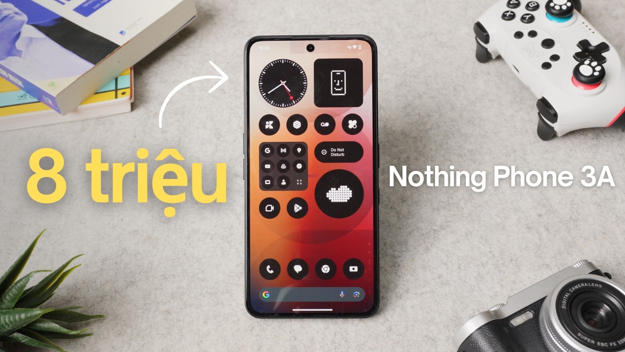 Mặt lưng điện thoại Nothing với dải đèn Glyph nhiều bóng LED nhỏ đang phát sáng