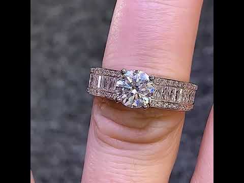 Baguette Moissanite Engagement Ring Setting 1.12ct ring video