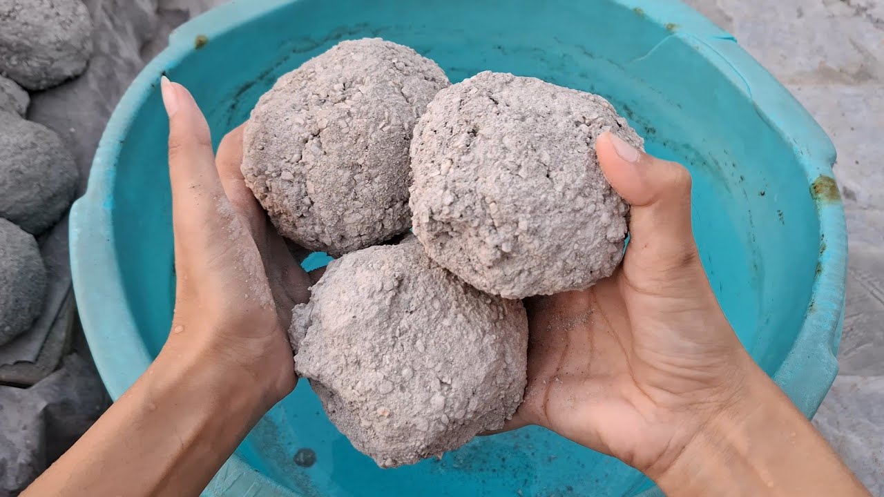 New video white grainy cement water crumbling