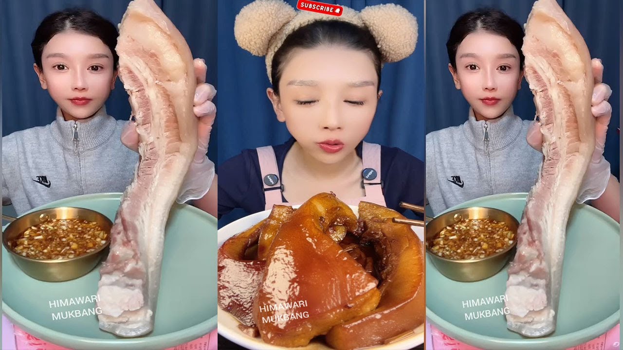 ASMR MUKBANG Red Braised Pork Belly Big Bites Eating Sounds Satisfying Juicy Pork