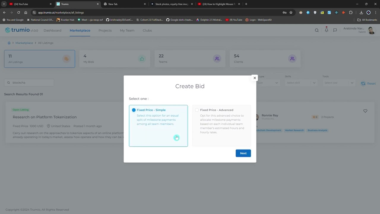 Tutorial 3 - How to bid for a project on Trumio | www.trumio.ai