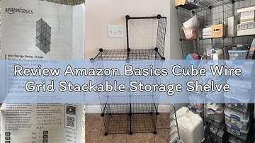Review Amazon Basics Cube Wire Grid Stackable Storage Shelves, 6-Cube, 12.6"D x 26"W x 38"H, Black