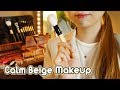 ASMR Calm Beige Makeup🍂 hair brushing, hair styling