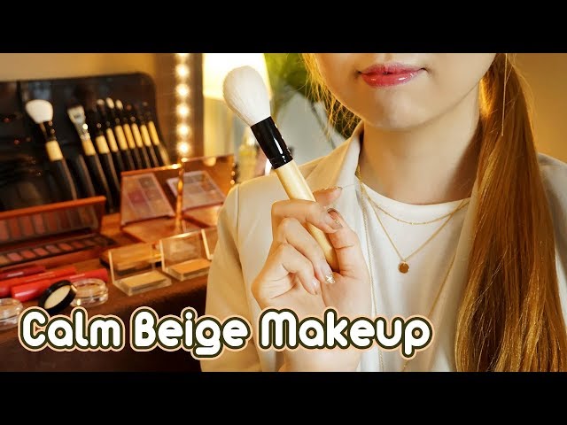 ASMR Calm Beige Makeup🍂 hair brushing, hair styling