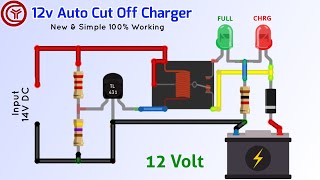 Simple Auto cut off 12 volt battery charger circuit