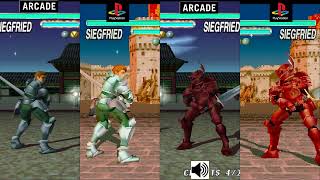 Soul Edge Seigfried comparison Arcade Vs PS1 Console VS Console