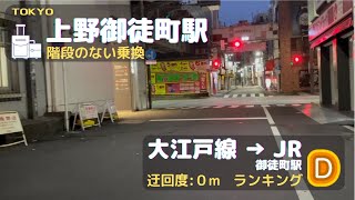 階段のない乗換『上野御徒町』大江戸線▶︎JR(御徒町)